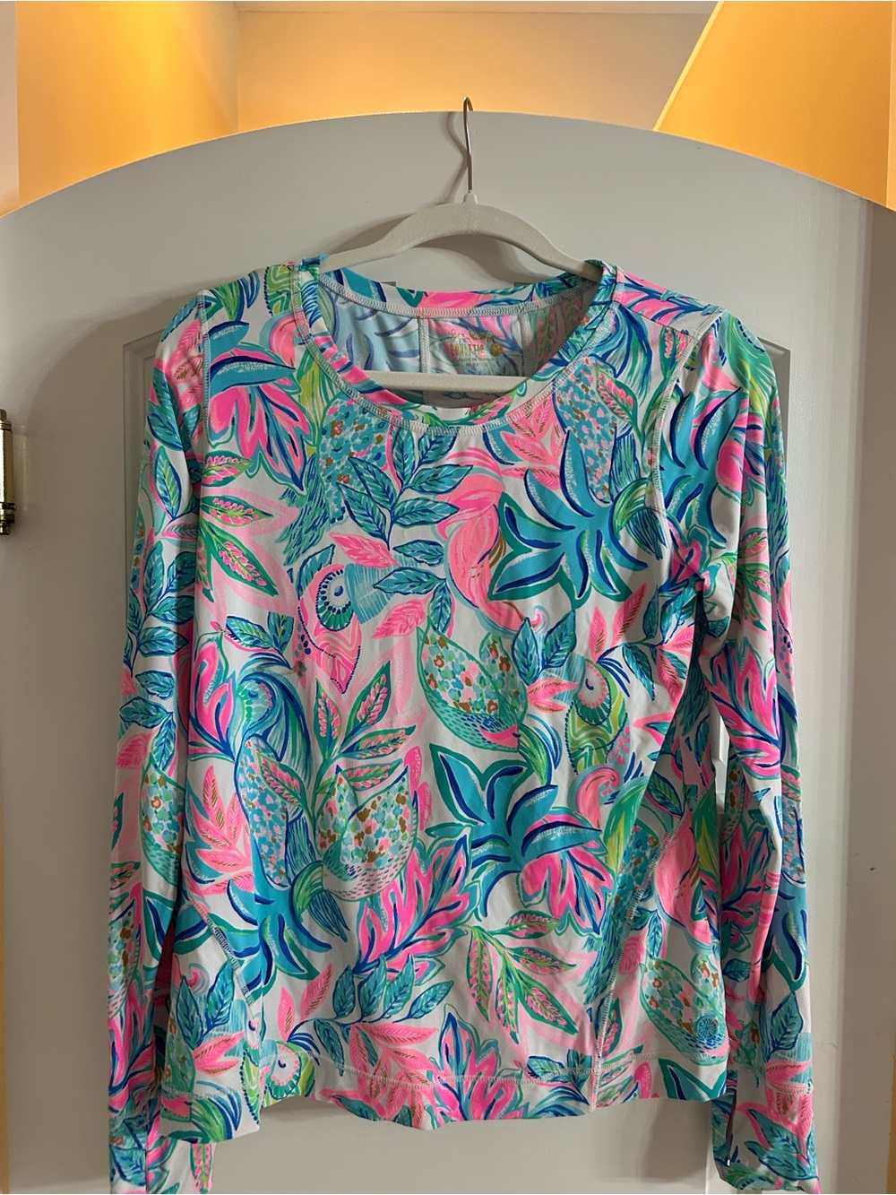 Lilly Pulitzer Pink & Aqua Floral Long Sleeve Tee